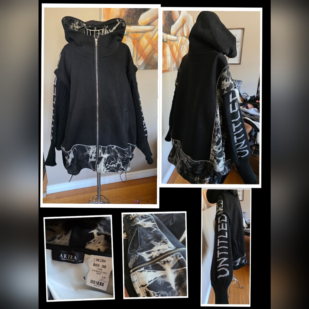 AKIRA Black and White Graphic Hoodie